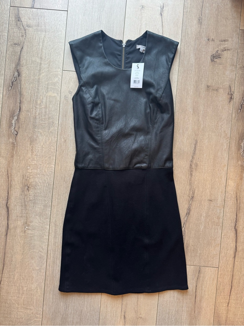 Helmut Lang LTHR CMB Mini Gala Knit Dress Black NWT